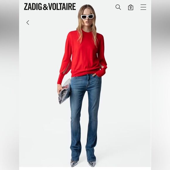 Zadig & Voltaire Emma cut-out-sleeves wool jumper Sweater NWT FLAWED - Picture 3 of 14